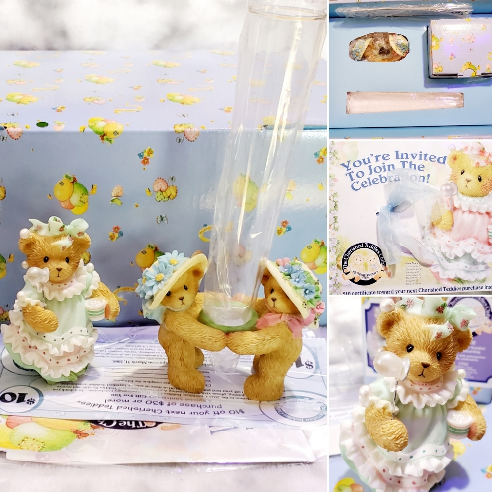 Cherished teddies Blair Beary vase set